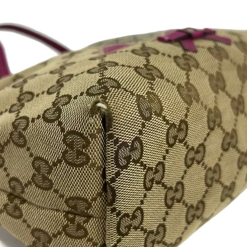 Gucci Zoo, Children's, GG Pattern Tote Bag 271101 Beige Dark Brown Multi